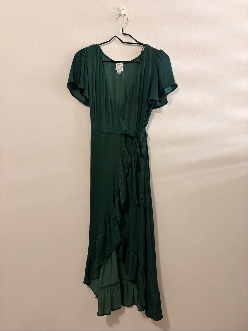 Elegant Emerald Green Wrap Dress